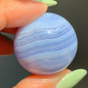 ONE Blue Lace Agate Mini Sphere | Throat Chakra | Crystal Carving