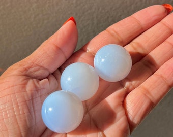 ONE Blue Chalcedony Mini Sphere | Throat Chakra | Crystal Carving