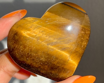 Tiger's Eye puffy heart carving