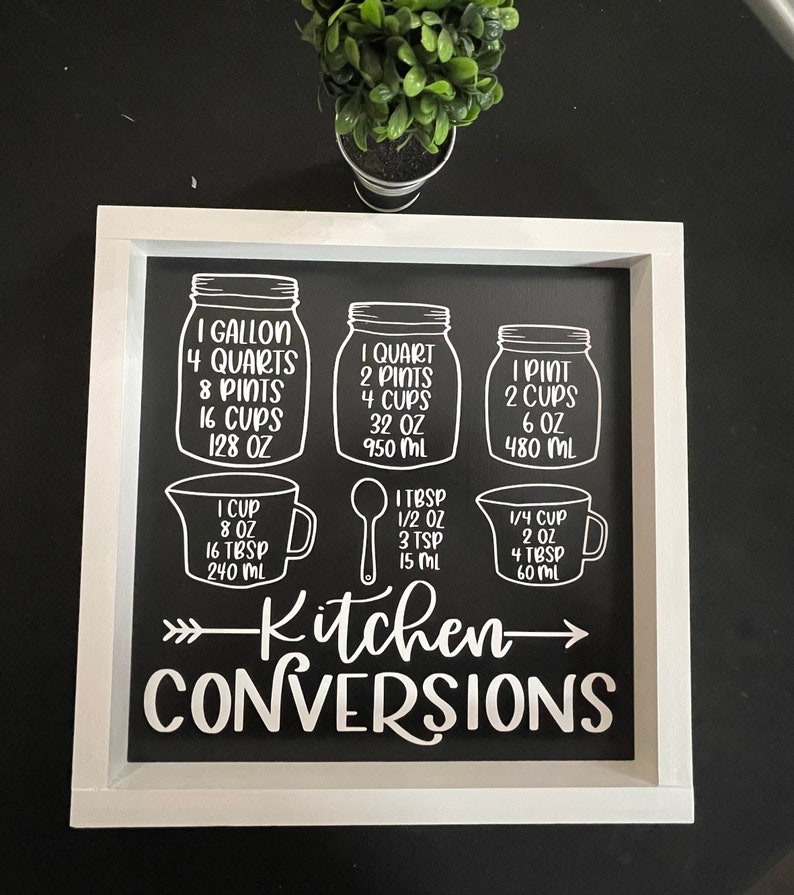 Conversion Table Using Arrows Kitchen Conversion Chart Sign | Farmhouse Kitchen Decor - Etsy