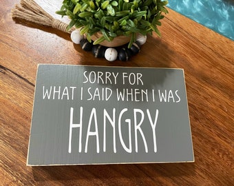 Hangry Sign, Funny Rustic Kitchen Decor (7.25