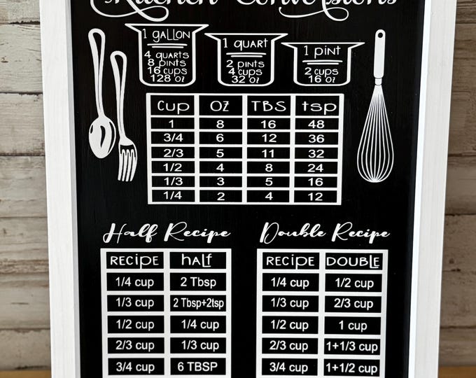 Featured listing image: Kitchen Conversion Chart Sign | Farmhouse Kitchen Decor