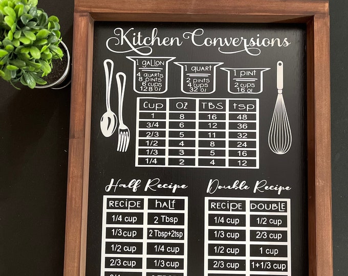 Featured listing image: Kitchen conversion sign | kitchen measurement decor | farmhouse kitchen decor| kitchen wall art | wedding gift | country kitchen sign