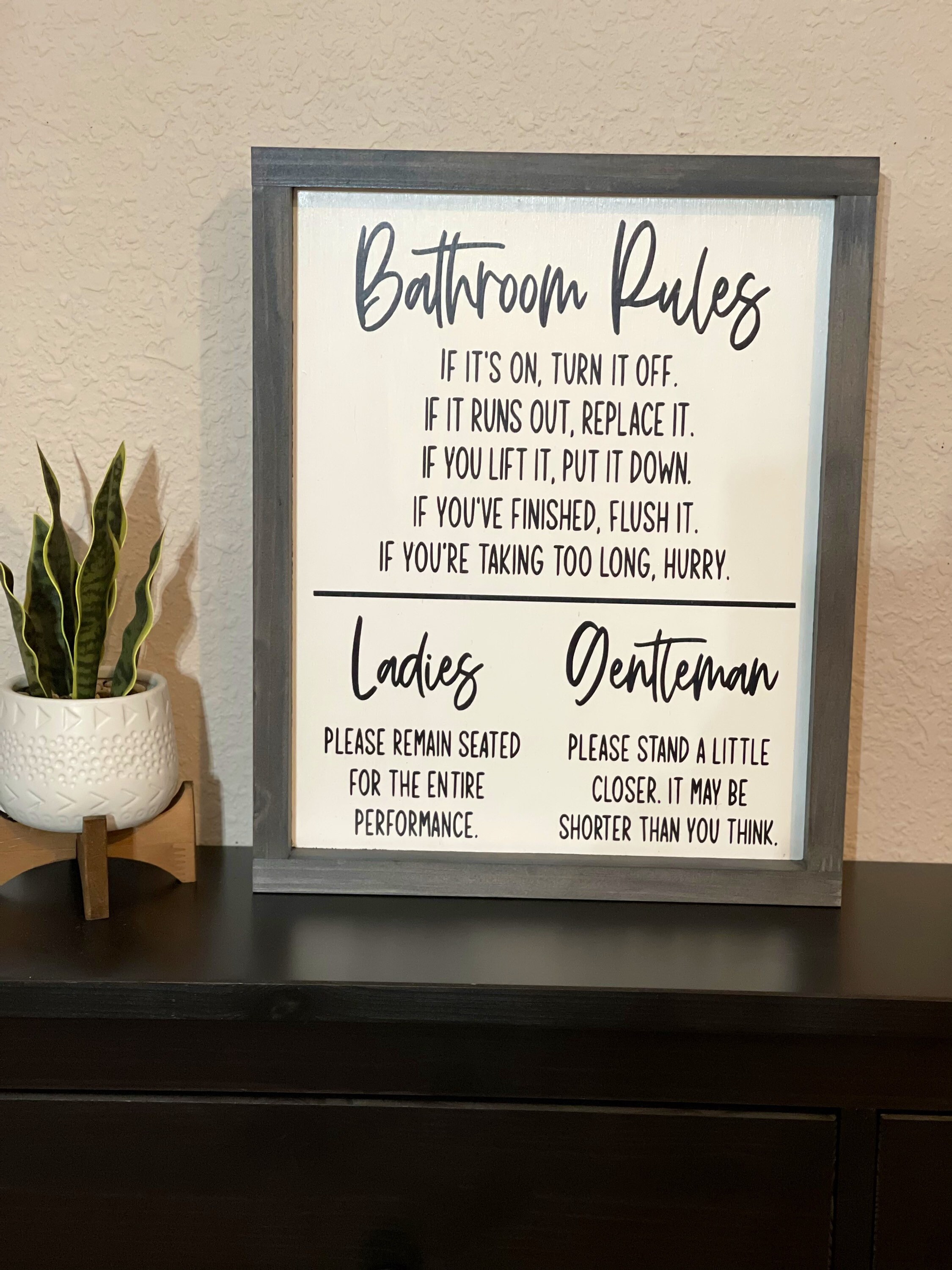 Bathroom Rules Framed Sign Humorous Bathroom Sign Bathroom | Etsy