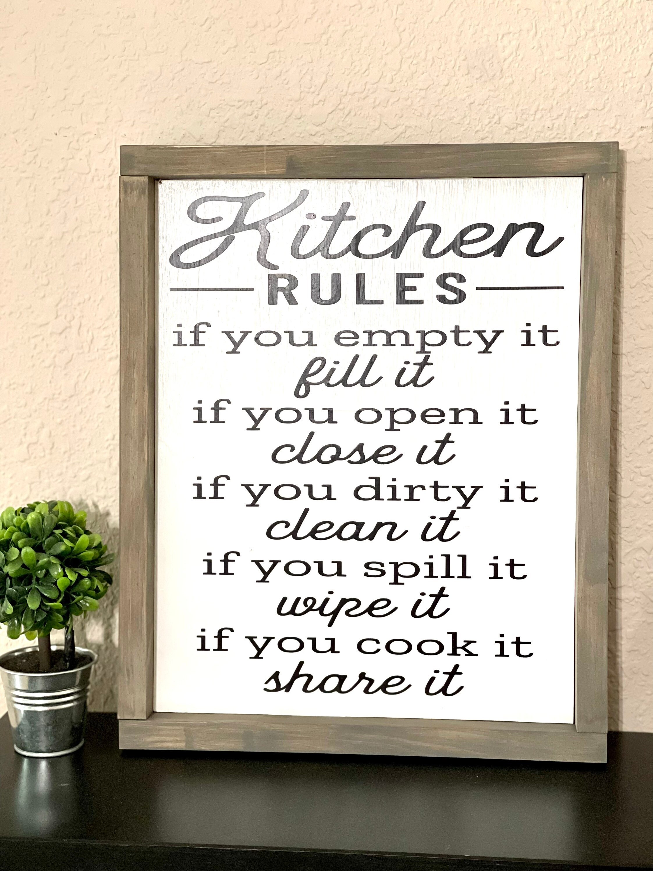 Kitchen Rules Sign Funny Kitchen Rules Wall Decor Farmhouse Kitchen Wood  Wall