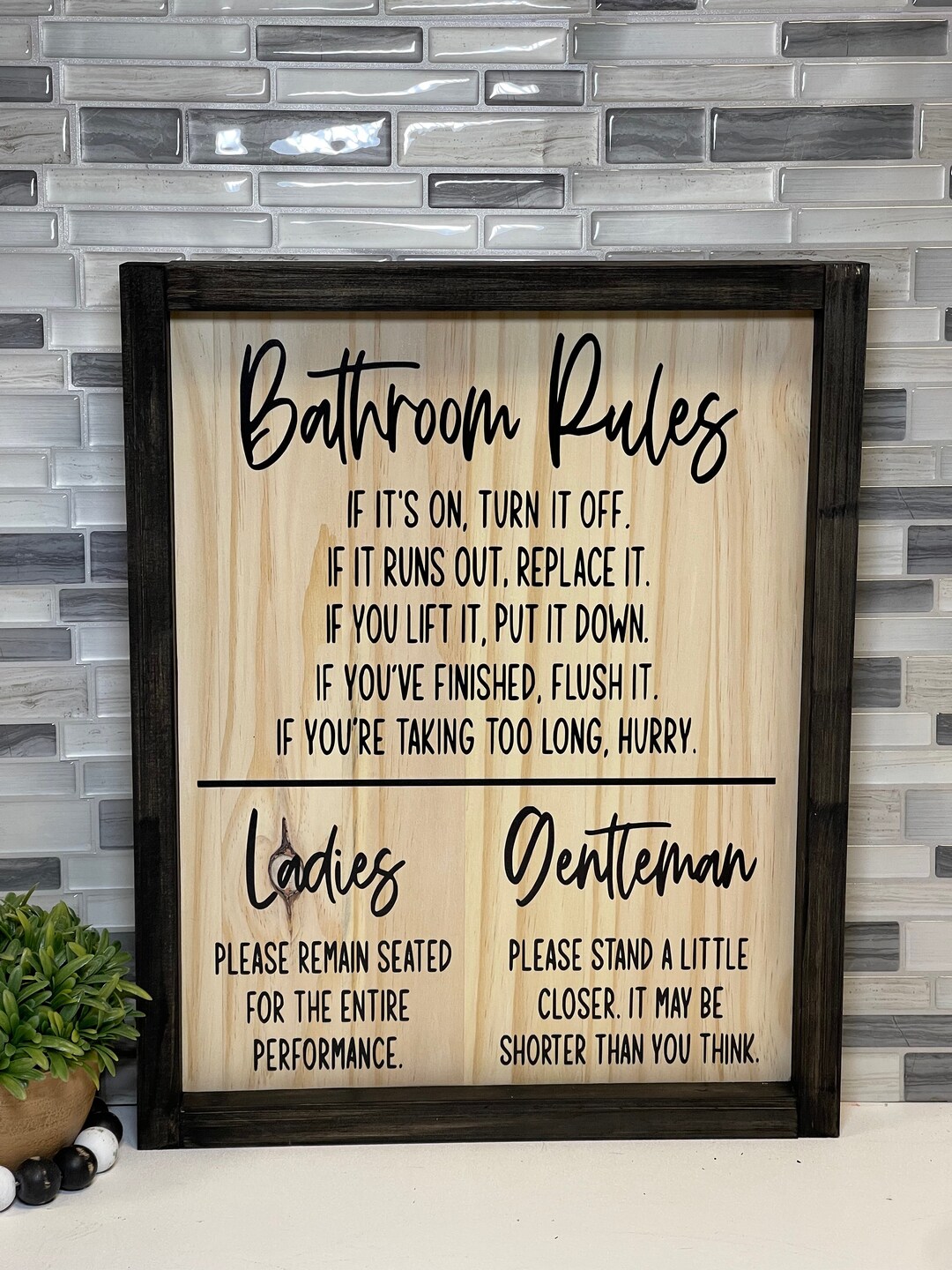 Bathroom Rules Framed Sign| Humorous Bathroom Sign| Bathroom Decor ...