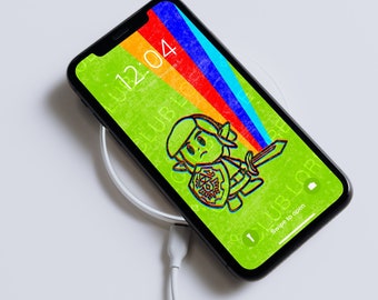 Kawaii Rainbow Glitch Link | Vintage T Shirt Style | Legend of Zelda | iPhone Wallpaper | Android Wallpaper | Phone Background