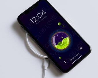 Juicy Planet Kiwi | Refreshing Fruit | Alien Juice Box | Smartphone iPhone Android Wallpaper | Phone Wallpaper