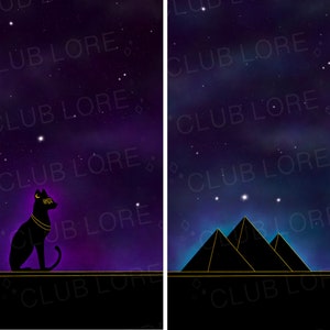 2-pack Ancient Egypt | Egyptian | Cat | Pyramid | Pyramids | Stars | Night Sky | Smartphone iPhone Android Wallpaper | Phone Background