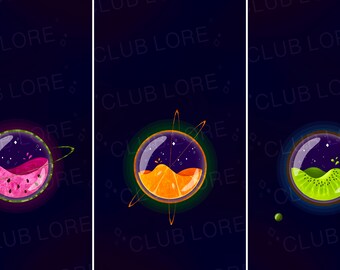 3-pack Juicy Planets | Watermelon Orange Kiwi Planet Pack | Refreshing Fruit Juice | Smartphone iPhone Android Wallpaper | Phone Background