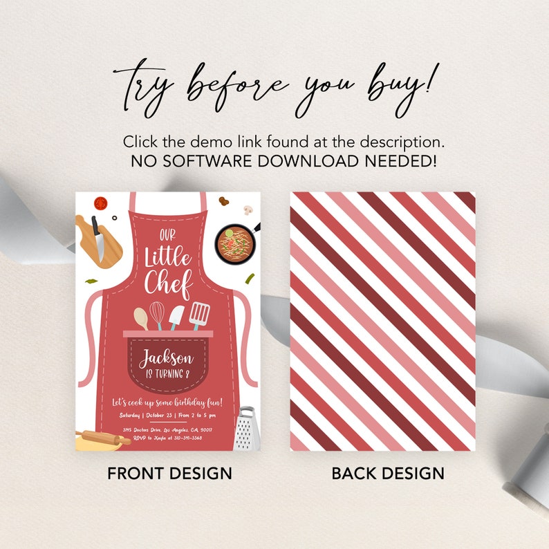 EDITABLE Cooking Birthday Invitation, Red Kitchen Party Invite, Our ...