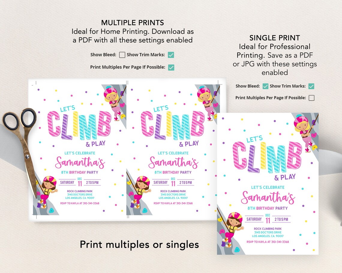 Rock Climbing Birthday Invitation Editable Indoor Climbing - Etsy