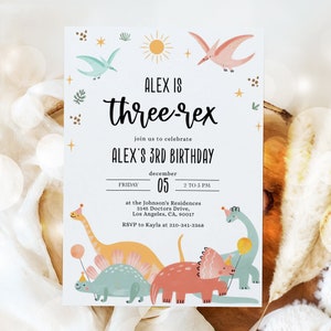 EDITABLE Dinosaur Birthday Invitation, Three-Rex Party Invite Template, Colorful Dino Island, Jurassic Kids Birthday, Instant Download KP124 image 9