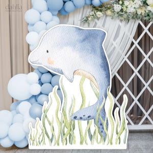 Recorte de decoración grande bajo el mar, recorte de delfín, fiesta de cumpleaños con temática del océano, decoración de animales marinos, descarga instantánea, archivo imprimible KP095
