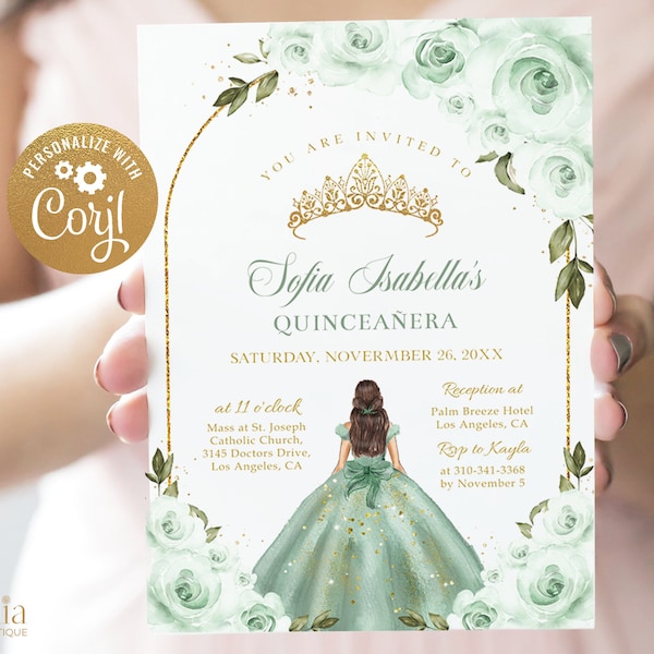 Sage Green Quince Invitation Etsy