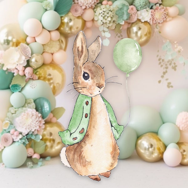 Peter Rabbit Big Decor Cutout, Gren Bunny Birthday, Rustic Flopsy Bunny Party, Green Boy Bunny Prop, Instant Download, Printable File, KP059