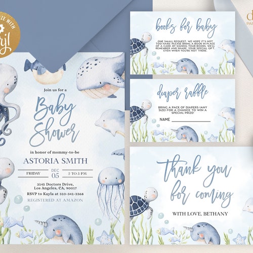 Under the Sea Invite Editable Printable Invitation - Etsy
