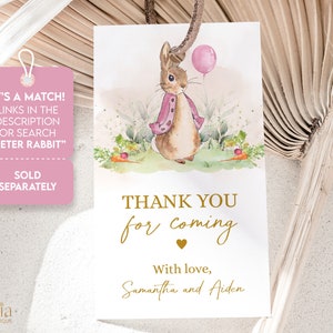 Peter Rabbit First Birthday Invite with Photo, Editable Rustic Bunny Template, Printable 1st Birthday Girl Party, Any Age, Instant Download image 6