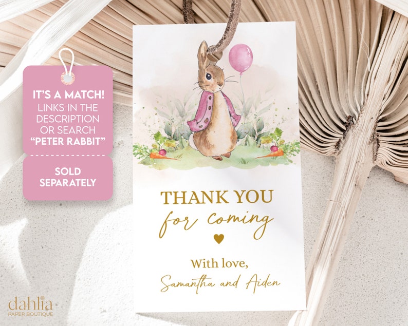 Peter Rabbit First Birthday Invite with Photo, Editable Rustic Bunny Template, Printable 1st Birthday Girl Party, Any Age, Instant Download image 6