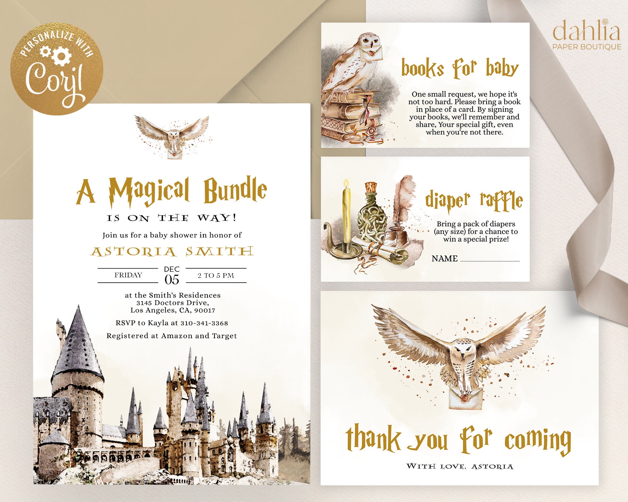 Editable Harry Potter Wizard Magic Babies Baby Shower Invitation