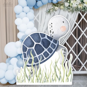 Under The Sea Big Decor Cutout, Turtle Cutout, Ocean Themed Birthday Party, Sea Animals Prop Decor, Instant Download, Printable File KP095