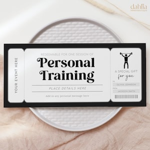 Presentkort för personlig träning, certifikat för privat tränare, REDIGERINGSBART, utskrivbart, gymcoach, kupong för fitnesscoaching, mall för presentkort till gym