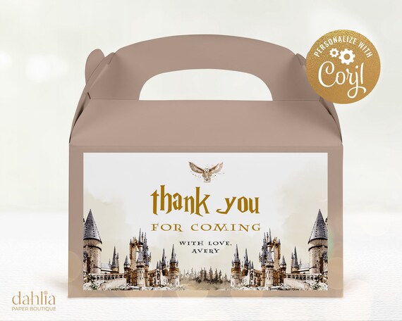 Wizard Gable Box Label Template, Editable Magic School Party Sticker ...