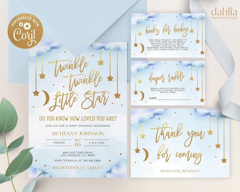 Twinkle Twinkle Little Star Baby Shower Invitation Set Etsy