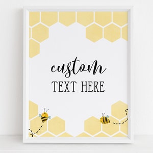Bee Baby Shower Custom Sign, Editable Bee Baby Shower Own Text Sign Template, Printable Bee Custom Sign, Bee Baby Shower Sign, Corjl BS013