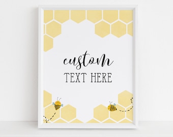 Biene Baby Shower benutzerdefiniertes Zeichen, bearbeitbare Biene Baby Shower eigenen Text Zeichen Vorlage, druckbare Biene benutzerdefiniertes Zeichen, Biene Baby Shower Zeichen, Corjl BS013