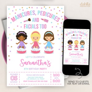 Join Us For A Spa Party Invitation, Editable Pamper Party Invite Template, Tween Manicure & Pedicures Birthday Invite, Glam Squad Kid, KP096