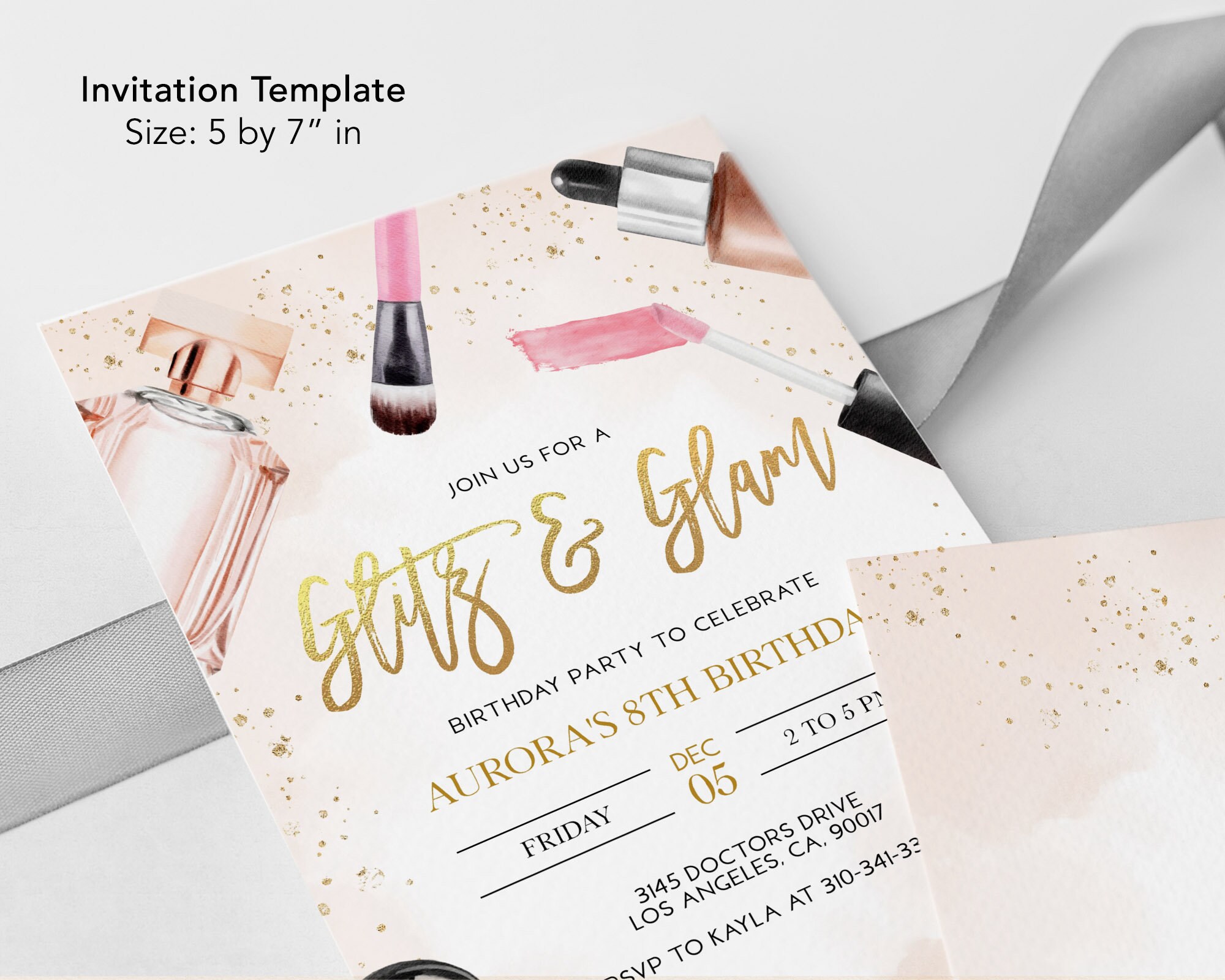 EDITABLE Glitz and Glam Party Invitation Spa Birthday Party Etsy Canada