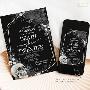 Gothic Death to My 20s Birthday Invitation Template, Editable Funeral to My Youth Party Invitation, Thirtieth Birthday Invite Template AP040