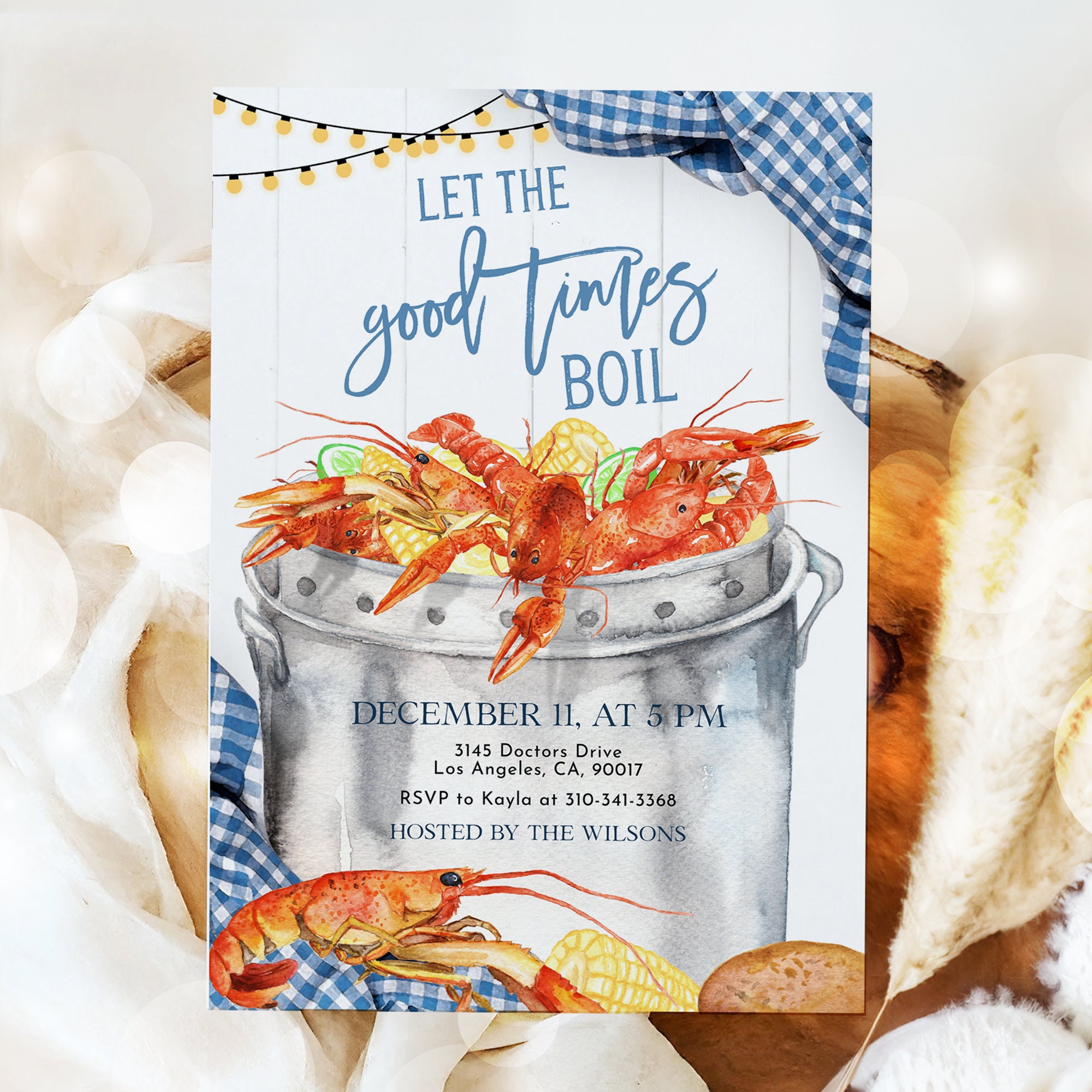Editable Seafood Boil Party Invitation, Let the Good Times Boil, Crawfish Boil Engagement, Any Occasion, Blue Plaid Digital Invite, KP183 - Etsy editable-seafood-boil-party-invitation-let-the-good-times-boil-crawfish-boil-engagement-any-occasion-blue-plaid-digital-invite-kp183-etsy