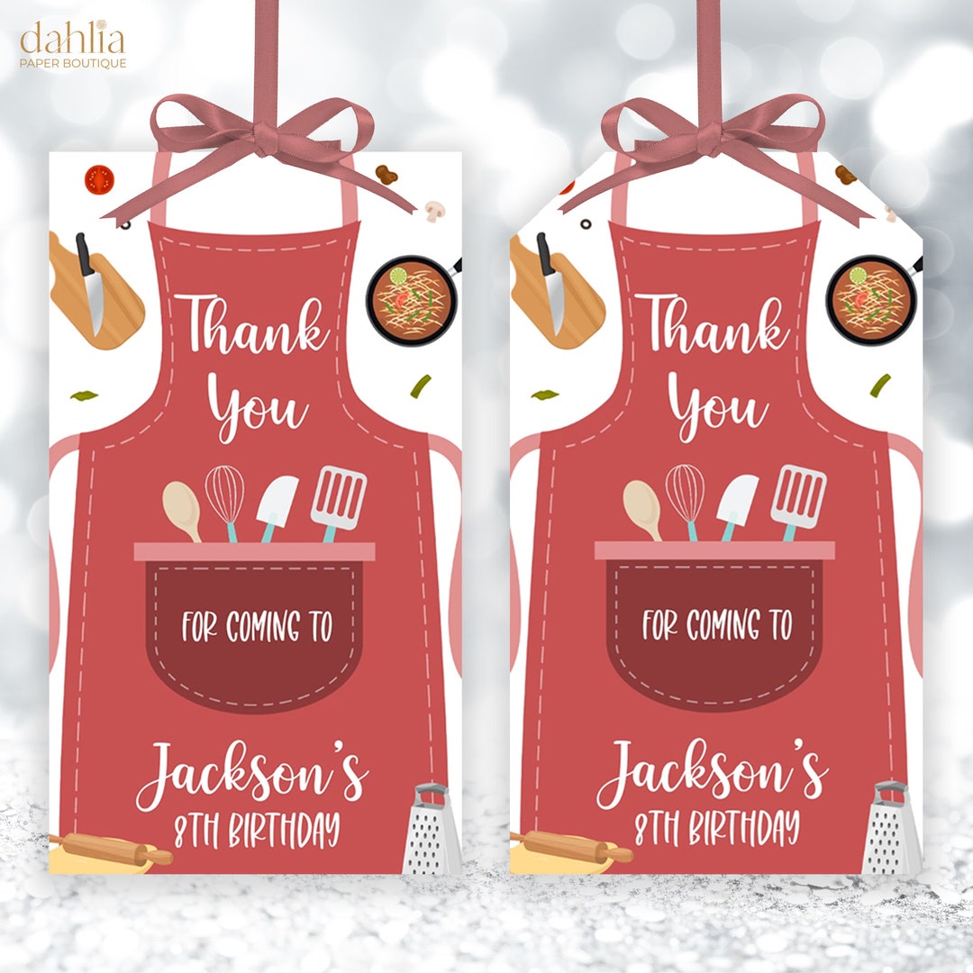 EDITABLE Thank You for Coming Gift Tag, EDITABLE Cooking Birthday Label ...