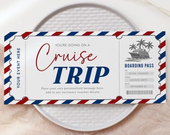 Cruise Boarding Pass, Surprise Cruise Ticket Template, Editable Cruise Invitation, Travel Gift Certificate Printable, Gift for Any Occasion