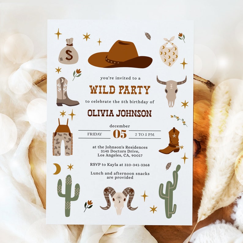 Wild West Modern Birthday Invitation, EDITABLE Cowboy Rodeo Party Invite Template, Western Ranch, Country Birthday, Instant Download KP079 image 10