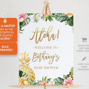 Hawaiian Pineapple Baby Shower Invitation Set, EDITABLE Luau Party Invite Pack, Tropical Summer Baby Sprinkle, Aloha, Instant Download BS144 image 6