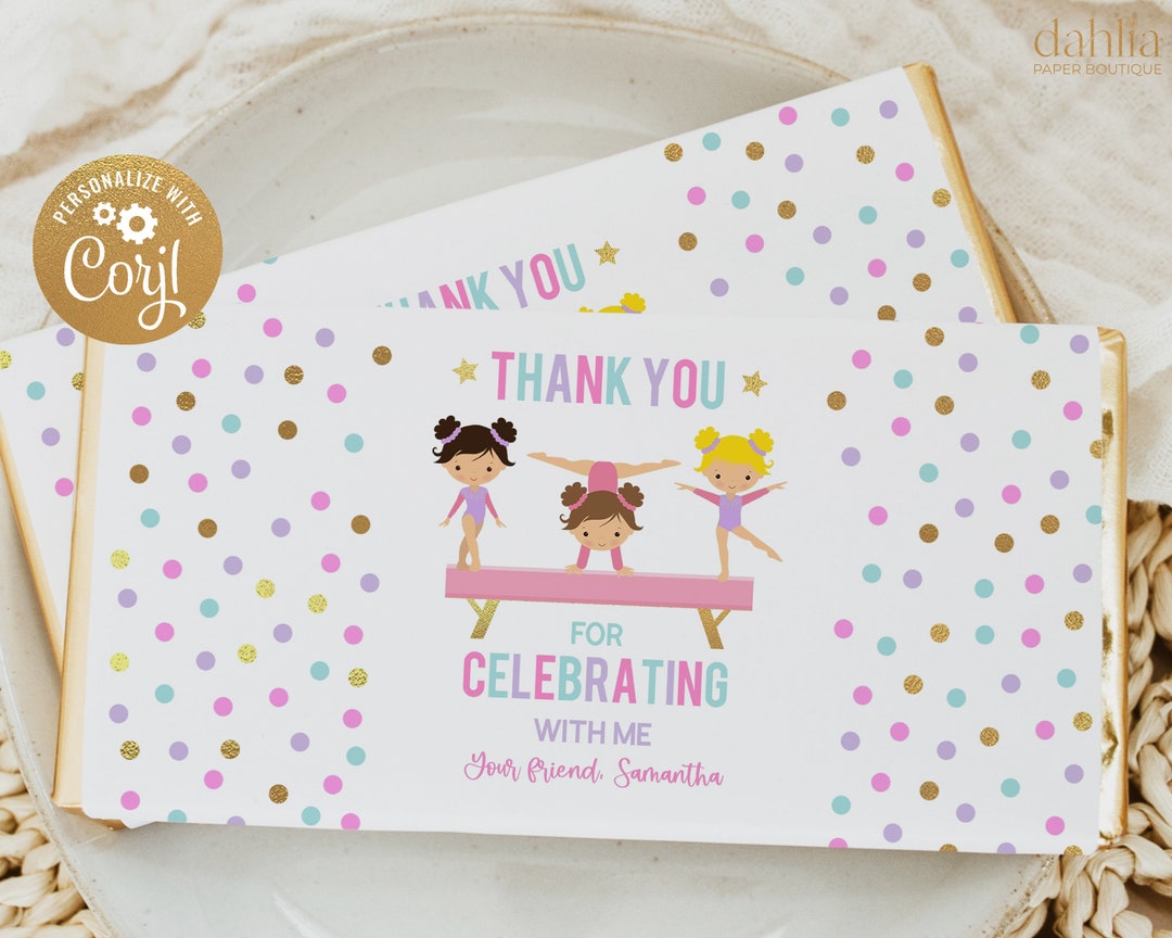 Gymnastics Chocolate Bar Label Template, Editable Gymnasts Candy Bar ...