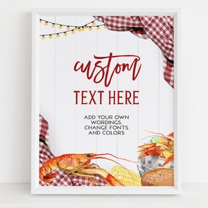 Editable Seafood Boil Custom Text Sign, Let The Good Times Boil, Crawfish Boil Engagement Party Decor, Any Occasion Red Picnic Banner, KP183