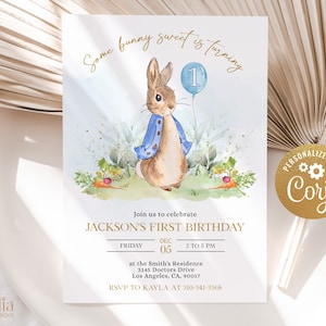 Blue Peter Rabbit Baby Shower Bundle, Peter Rabbit Invitation