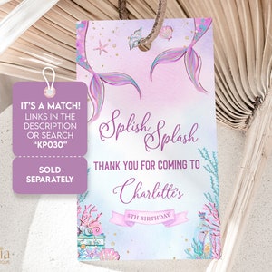 EDITABLE Mermaid Birthday Welcome Sign, Under the Sea Party, Purple ...