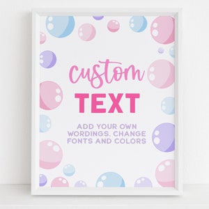 Bubble Birthday Custom Text Sign, EDITABLE Bubble Party Banner Template, Summer Birthday Decor, Girl Sign Printable, Instant Download, KP086