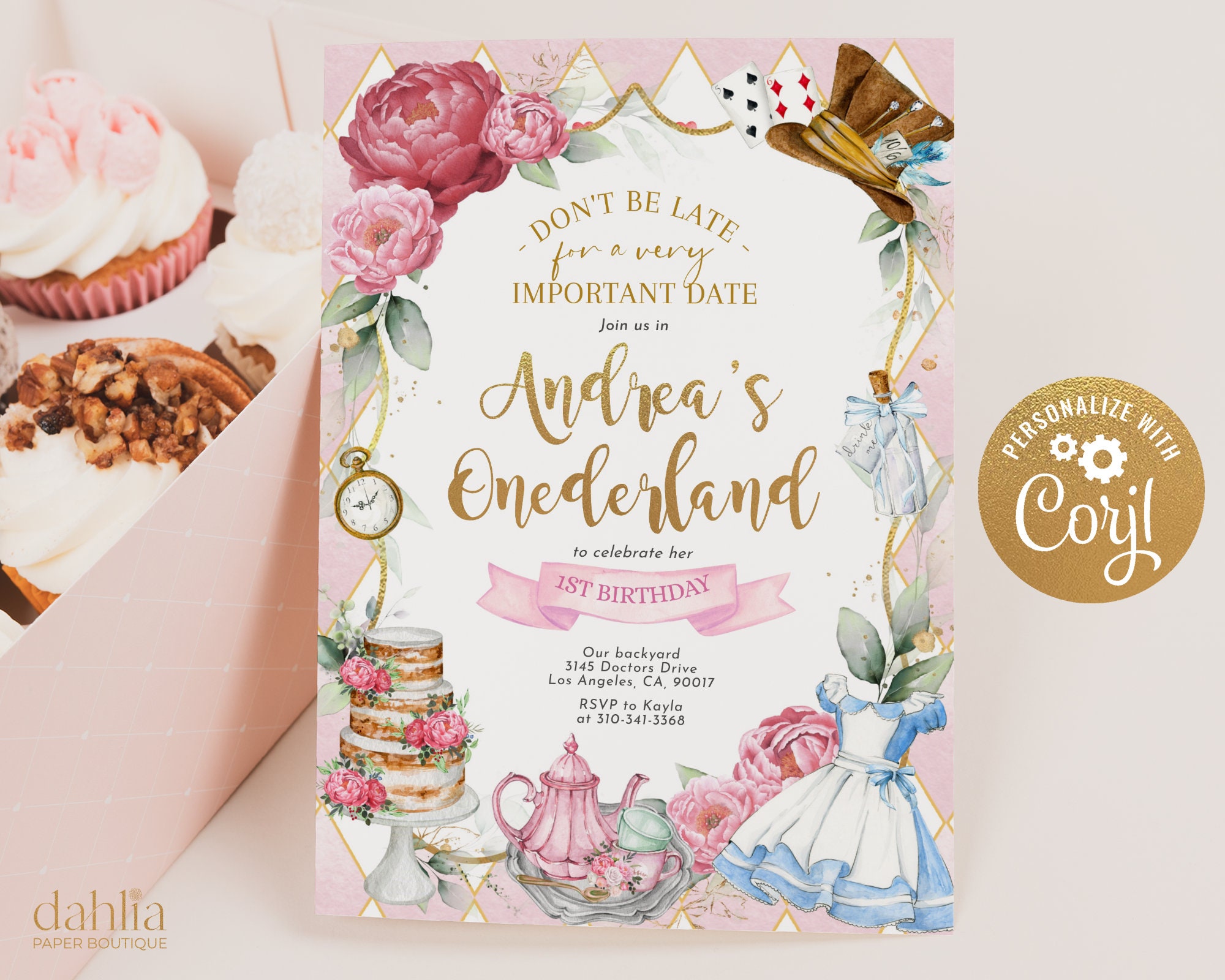 Alice in Wonderland Party Package, Mad Hatter Par-Tea - INSTANT DOWNLOAD -  Cupcakemakeover