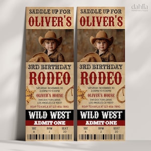 Western Rodeo Geburtstagsticket Einladung, bearbeitbare Cowboy Ticket einladen Vorlage, druckbare rustikale Wild West Party, Sofort Download, KP437