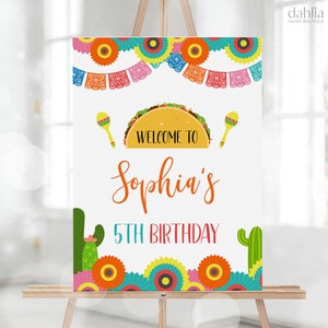 Taco &#39;Bout A Party Welcome Sign, EDITABLE Fiesta Birthday Banner Template, Taco Birthday, Cactus Party Decor, Mexican Birthday Party, KP037