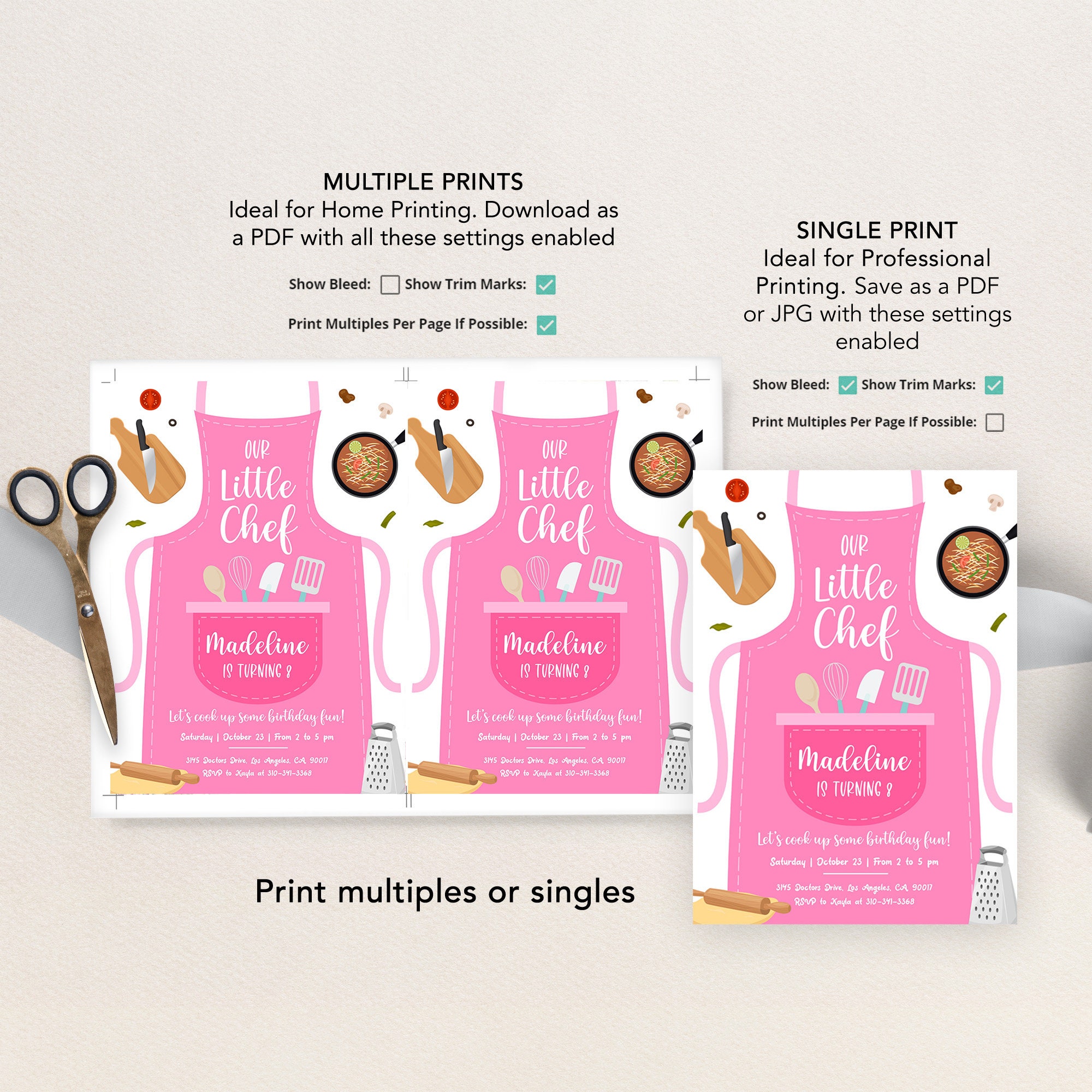 EDITABLE Cooking Birthday Invitation, Pink Kitchen Party Invite, Our ...