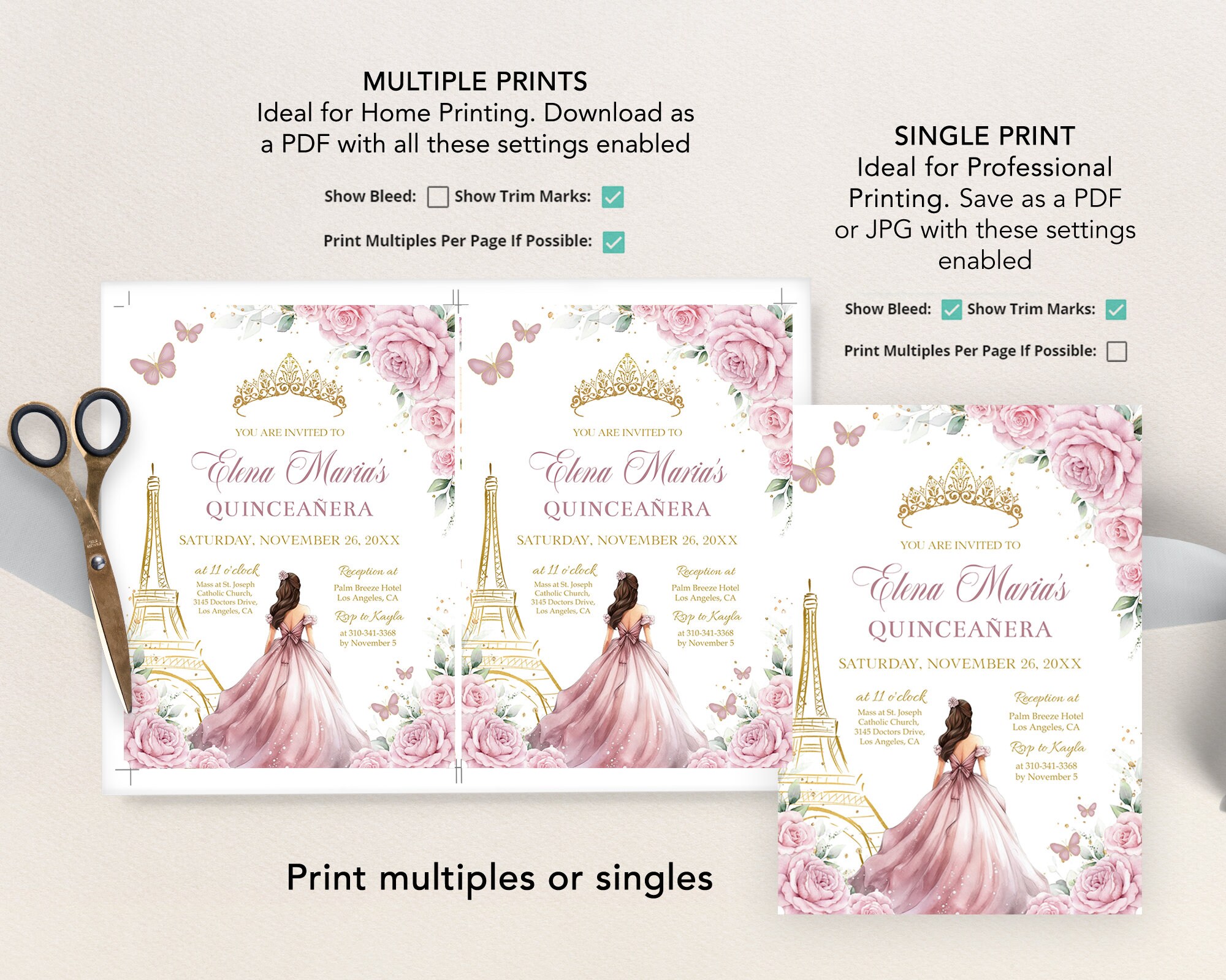Dorishome Quinceanera Einladungskarten-Set – Weiße Lasergeschnittene Hohlrosen-Einladungen Mit Umschlägen (50 Stück, 11,9 X 17,8 Cm)
