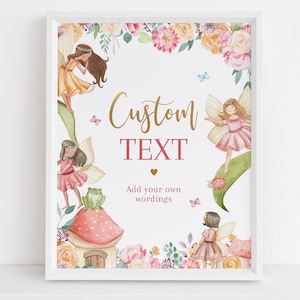 Cartello con testo personalizzato per il compleanno della fata EDITABLE, cartello personalizzato per il compleanno della fata magica, cartello del giardino fatato, foresta incantata, download istantaneo KP020