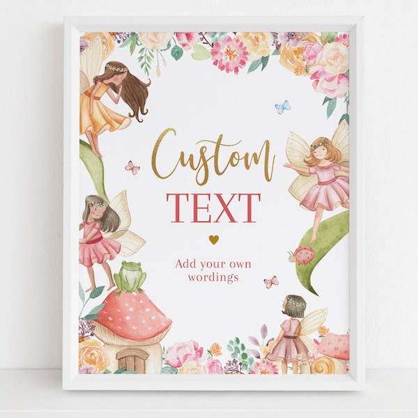 EDITABLE Fairy Birthday Custom Text Sign, Magical Fairy Birthday Custom Sign, Fairy Garden Sign, Enchanted Forest, Instant Download KP020